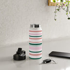 Summer Stripes - Pink, Dusty Rose, Green, and White Water Bottle Gallery Image 4