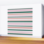 Summer Stripes - Pink, Dusty Rose, Green, and White Wall Mural Gallery Image 2