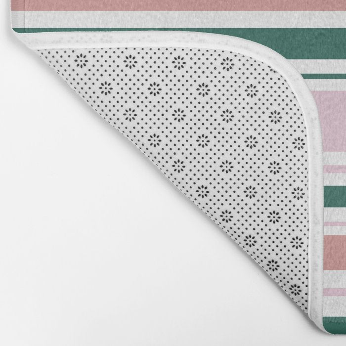 Summer Stripes - Pink, Dusty Rose, Green, and White Bath Mat Gallery Image 2