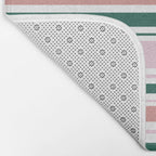 Summer Stripes - Pink, Dusty Rose, Green, and White Bath Mat Gallery Image 2