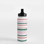 Summer Stripes - Pink, Dusty Rose, Green, and White Water Bottle Gallery Image 2