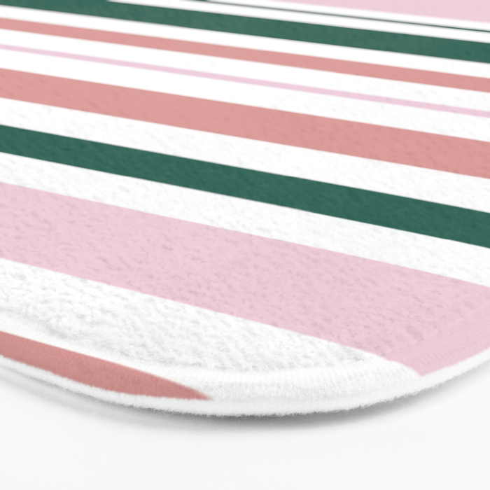 Summer Stripes - Pink, Dusty Rose, Green, and White Bath Mat Gallery Image 3