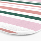 Summer Stripes - Pink, Dusty Rose, Green, and White Bath Mat Gallery Image 3