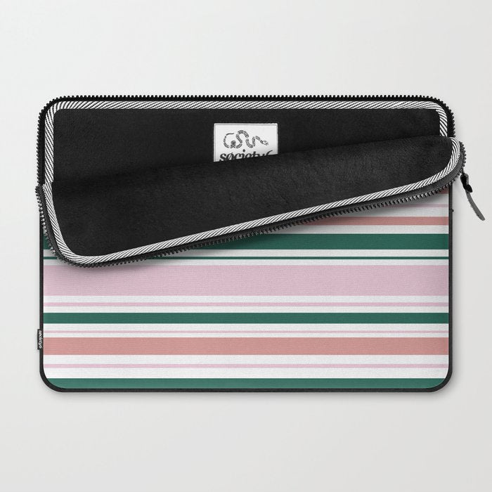 Summer Stripes - Pink, Dusty Rose, Green, and White Laptop Sleeve Gallery Image 2