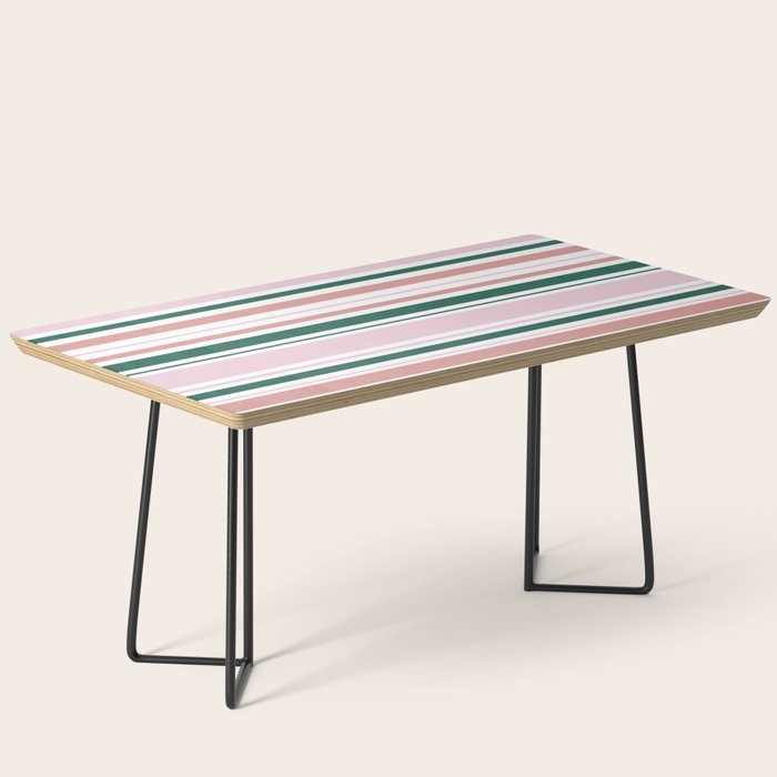 Summer Stripes - Pink, Dusty Rose, Green, and White Coffee Table Gallery Image 1