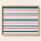 Summer Stripes - Pink, Dusty Rose, Green, and White Serving Tray Gallery Image 1