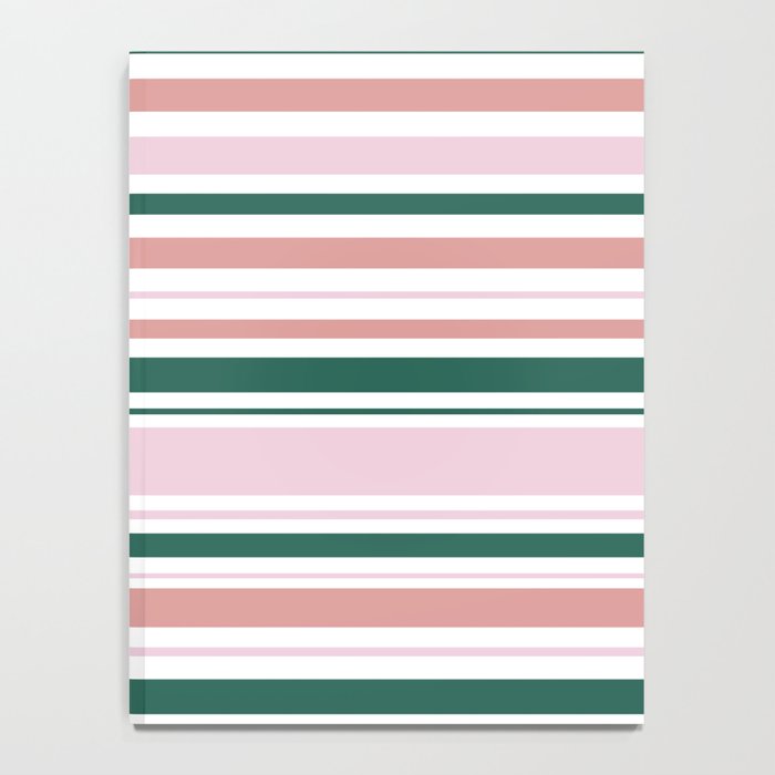 Summer Stripes - Pink, Dusty Rose, Green, and White Notebook Gallery Image 4