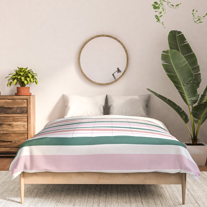 Summer Stripes - Pink, Dusty Rose, Green, and White Comforter Gallery Image 3