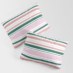 Summer Stripes - Pink, Dusty Rose, Green, and White Pillow Sham Gallery Image 3