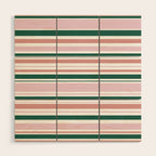 Summer Stripes - Pink, Dusty Rose, Green, and White Wood Wall Art Gallery Image 1