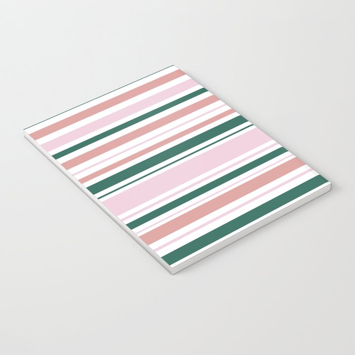 Summer Stripes - Pink, Dusty Rose, Green, and White Notebook Gallery Image 3