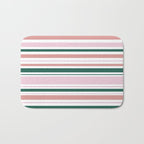 Summer Stripes - Pink, Dusty Rose, Green, and White Bath Mat Gallery Image 1