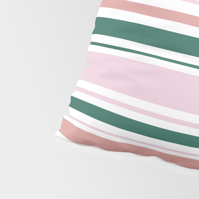 Summer Stripes - Pink, Dusty Rose, Green, and White Pillow Sham Gallery Image 4