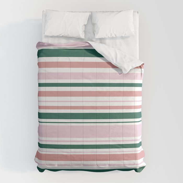 Summer Stripes - Pink, Dusty Rose, Green, and White Comforter Gallery Image 6