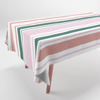 Summer Stripes - Pink, Dusty Rose, Green, and White Tablecloth Gallery Image 1