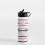 Summer Stripes - Pink, Dusty Rose, Green, and White Water Bottle Gallery Image 1