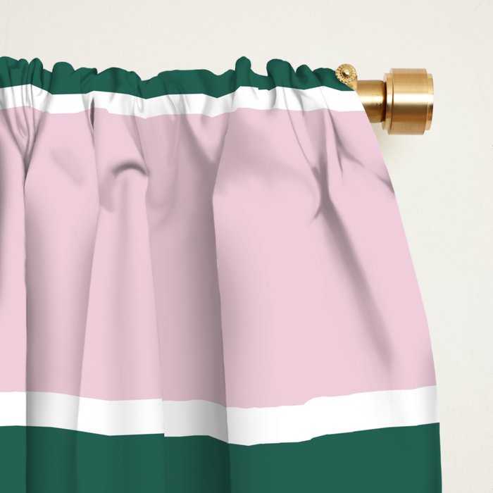 Summer Stripes - Pink, Dusty Rose, Green, and White Window Curtain Gallery Image 2