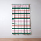 Summer Stripes - Pink, Dusty Rose, Green, and White Window Curtain Gallery Image 3