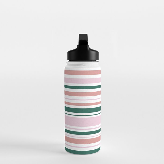 Summer Stripes - Pink, Dusty Rose, Green, and White Water Bottle Gallery Image 3