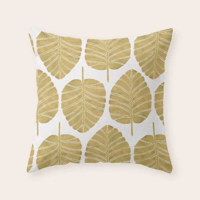 Elephant Ear Alocasia - Gold Palette Throw Pillow Gallery Image 1