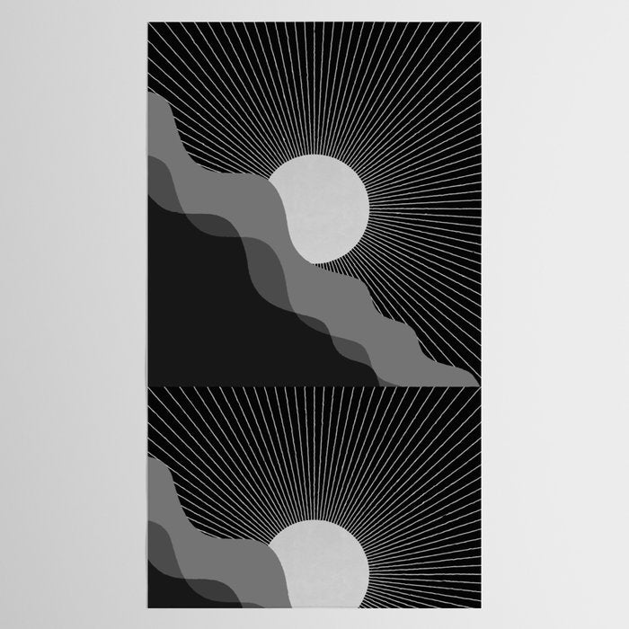 Abstraction_SUNRISE_SUNSET_BLACK_WHITE_MONO_POP_ART_0622A Tablecloth Gallery Image 2