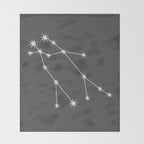 Gemini Zodiac Star Constellation Line Art Grey Throw Blanket Gallery Image 2