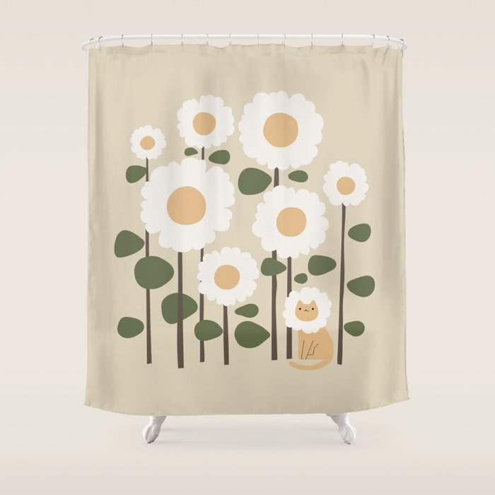 Cat and plant: Catmouflage Shower Curtain Gallery Image 1