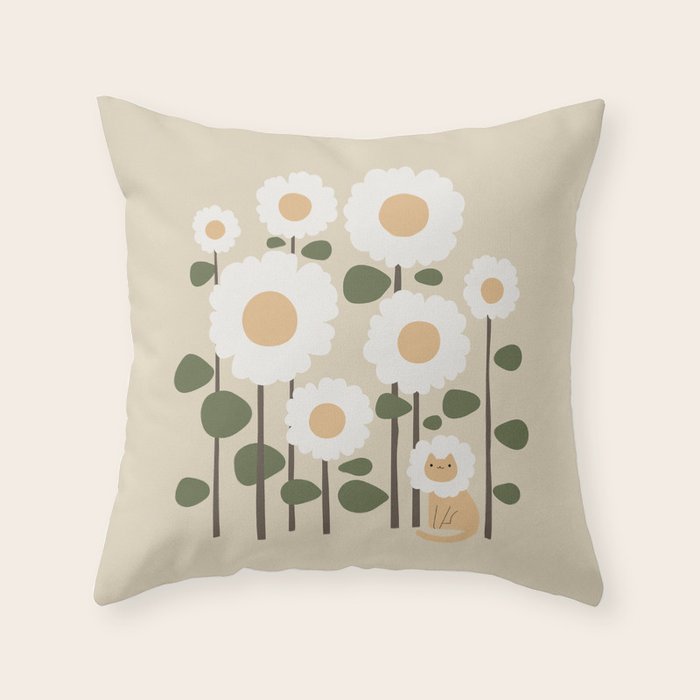 Cat and plant: Catmouflage Throw Pillow Gallery Image 1