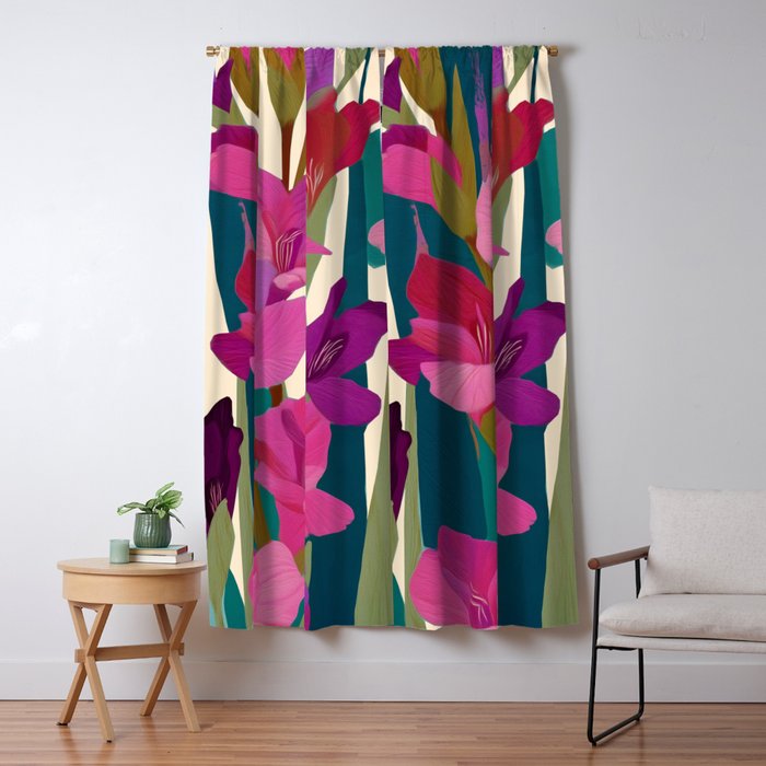 Magenta Garden Window Curtain Gallery Image 5