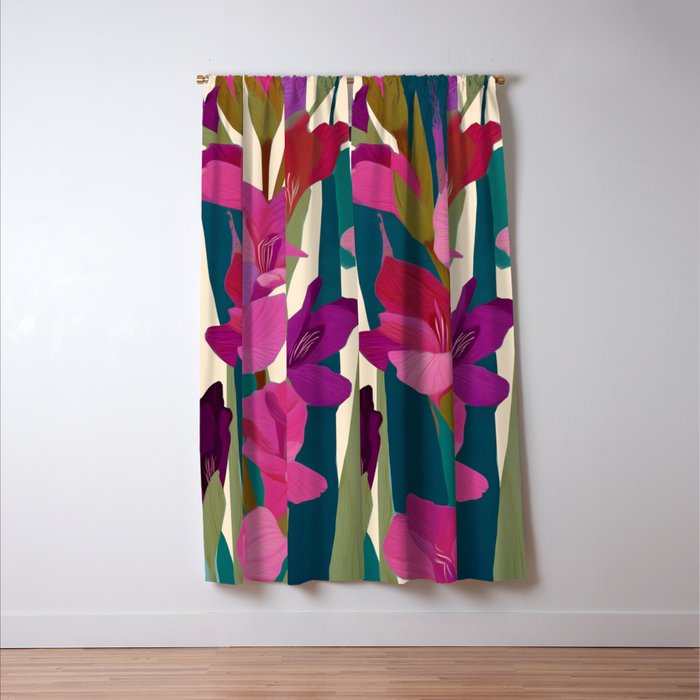 Magenta Garden Window Curtain Gallery Image 3