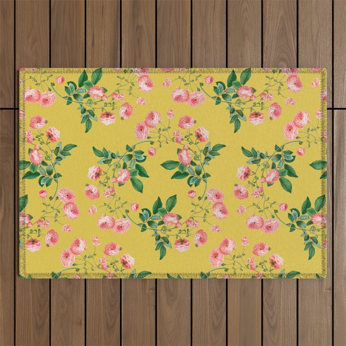 Antique Roses Floral Pattern Outdoor Rug Gallery Image 1