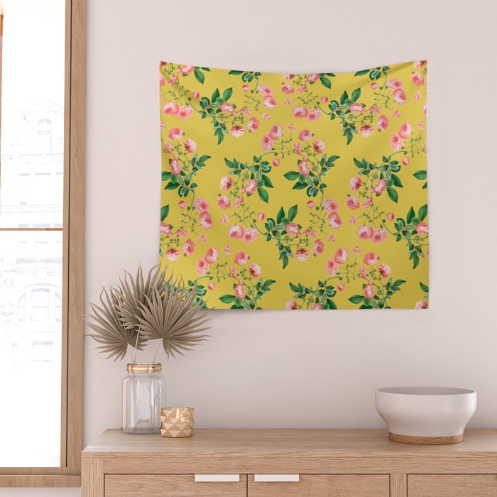 Antique Roses Floral Pattern Wall Tapestry Gallery Image 2