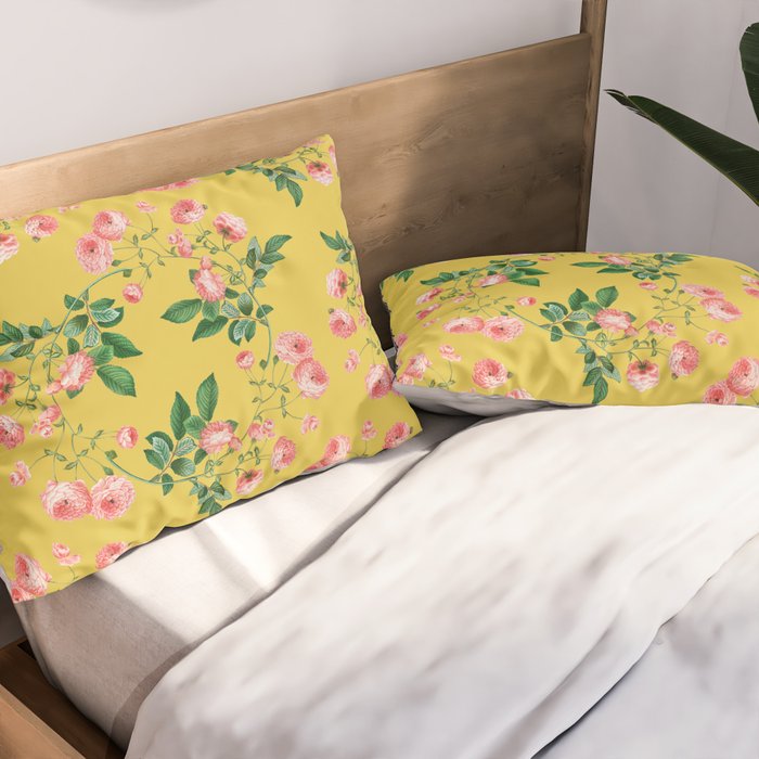 Antique Roses Floral Pattern Pillow Sham Gallery Image 2