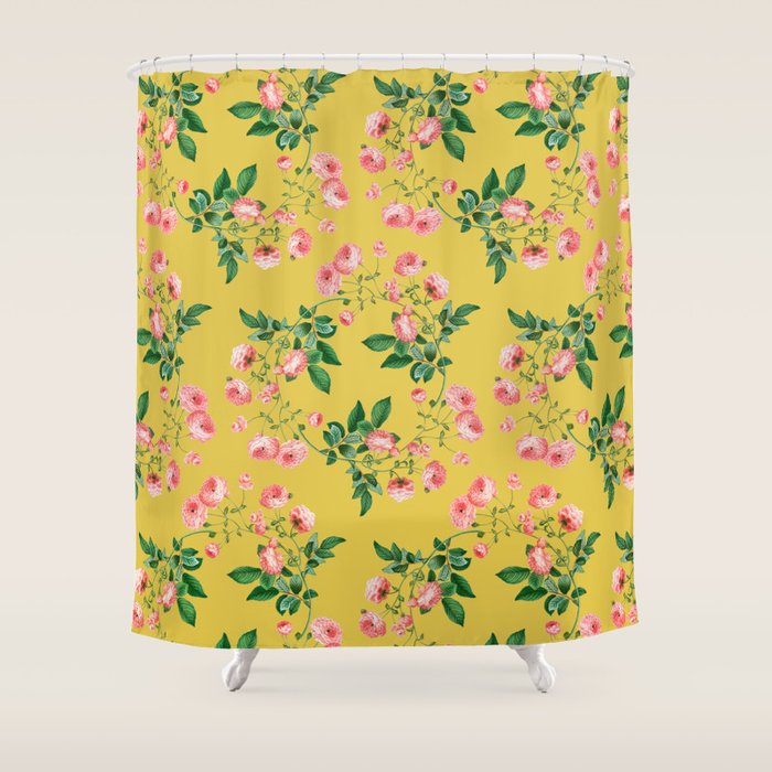 Antique Roses Floral Pattern Shower Curtain Gallery Image 1
