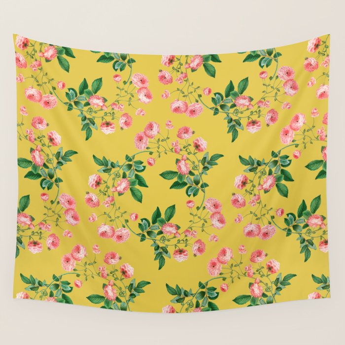 Antique Roses Floral Pattern Wall Tapestry Gallery Image 1