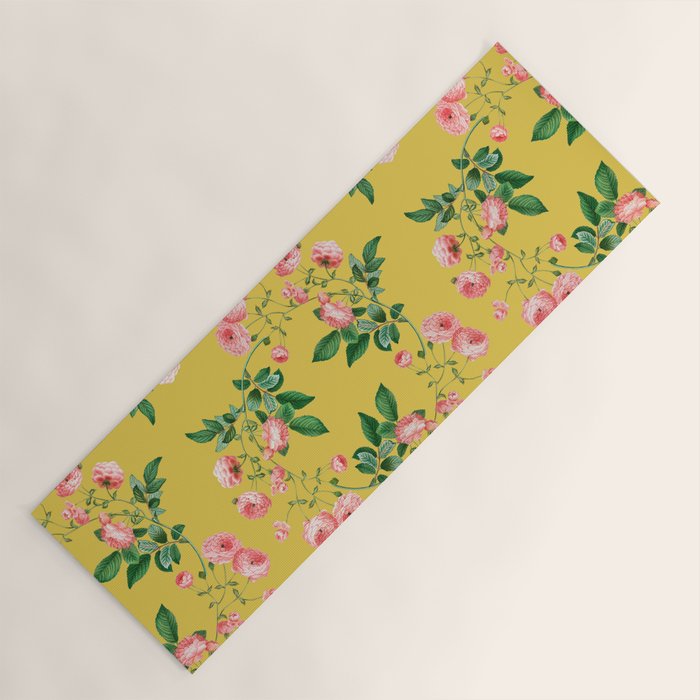 Antique Roses Floral Pattern Yoga Mat Gallery Image 1