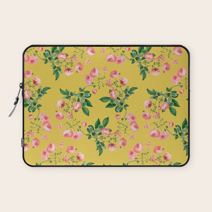 Antique Roses Floral Pattern Laptop Sleeve Gallery Image 1