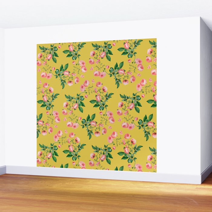 Antique Roses Floral Pattern Wall Mural Gallery Image 2