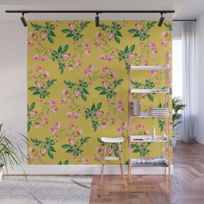 Antique Roses Floral Pattern Wall Mural Gallery Image 1