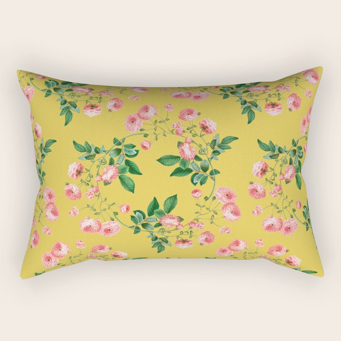 Antique Roses Floral Pattern Rectangular Pillow Gallery Image 2