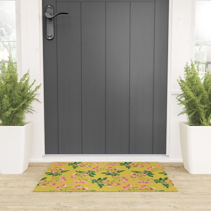 Antique Roses Floral Pattern Welcome Mat Gallery Image 3