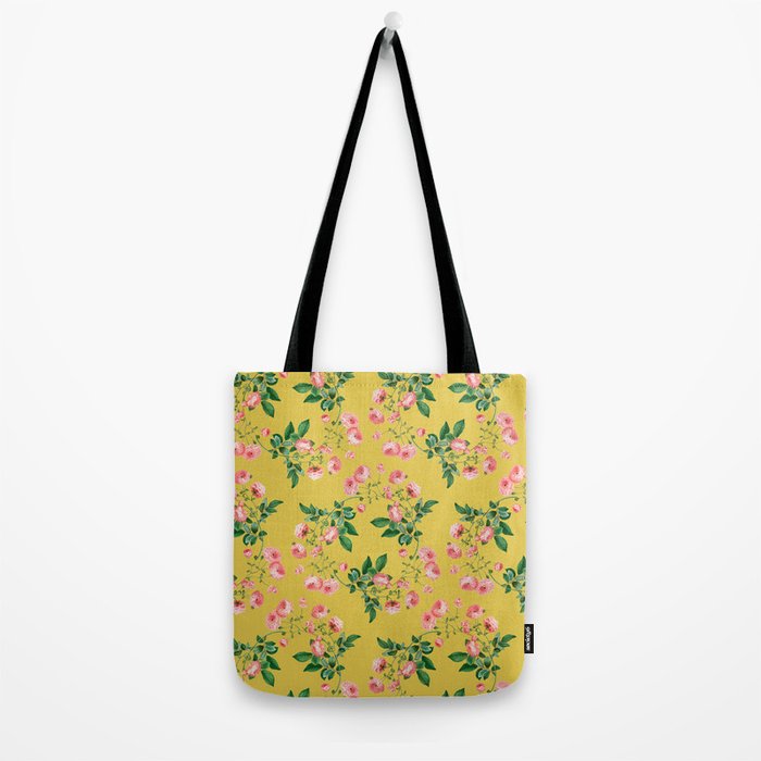 Antique Roses Floral Pattern Tote Bag Gallery Image 2