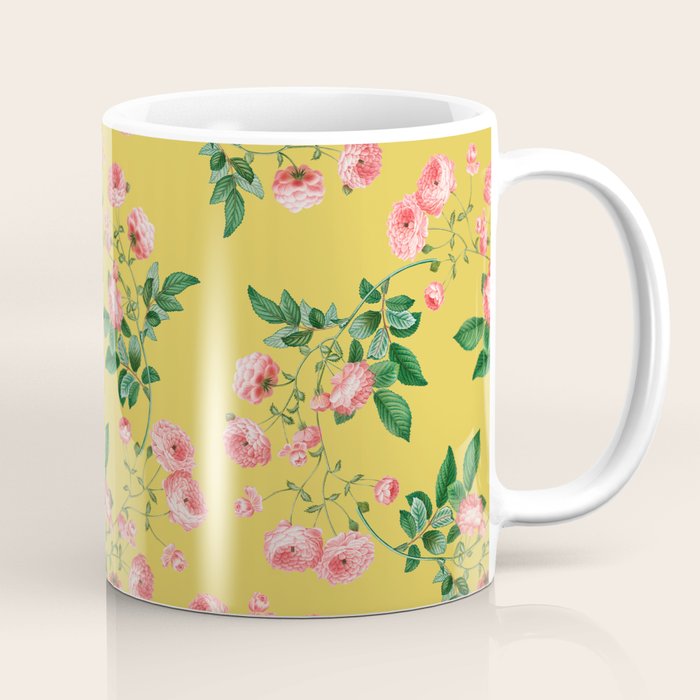 Antique Roses Floral Pattern Coffee Mug Gallery Image 1