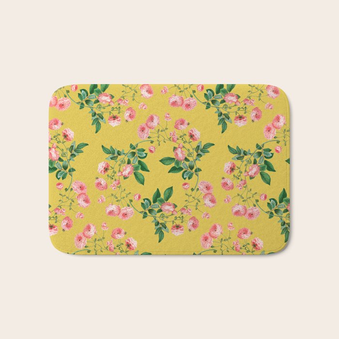 Antique Roses Floral Pattern Bath Mat Gallery Image 1