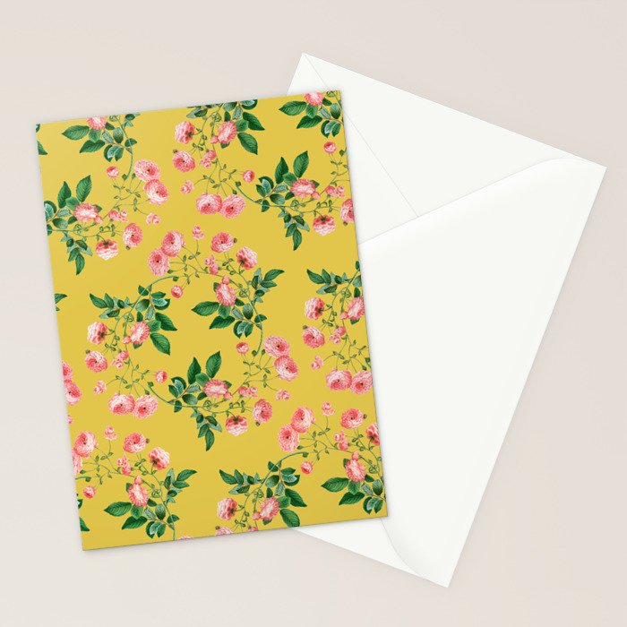 Antique Roses Floral Pattern Stationery Card Gallery Image 2