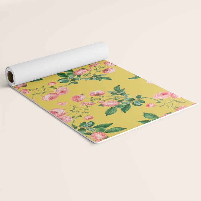 Antique Roses Floral Pattern Yoga Mat Gallery Image 2