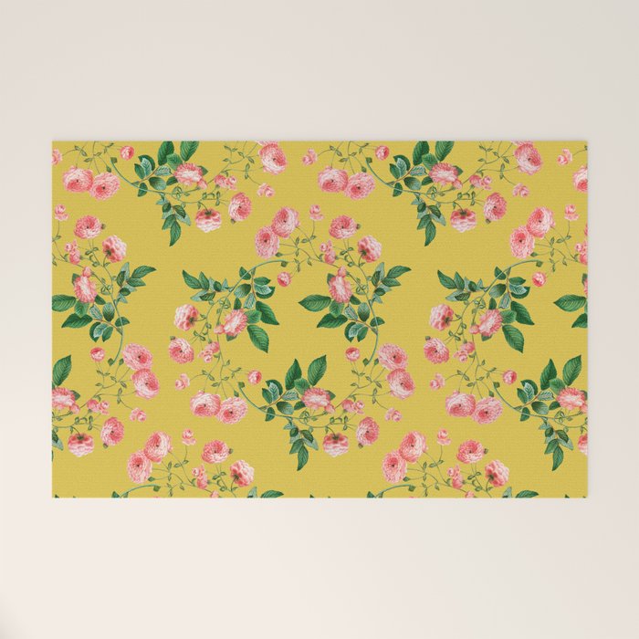 Antique Roses Floral Pattern Welcome Mat Gallery Image 1