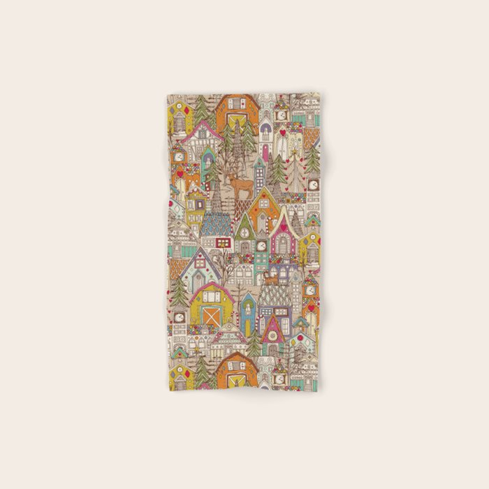 vintage gingerbread town Bath Towel Gallery Image 1