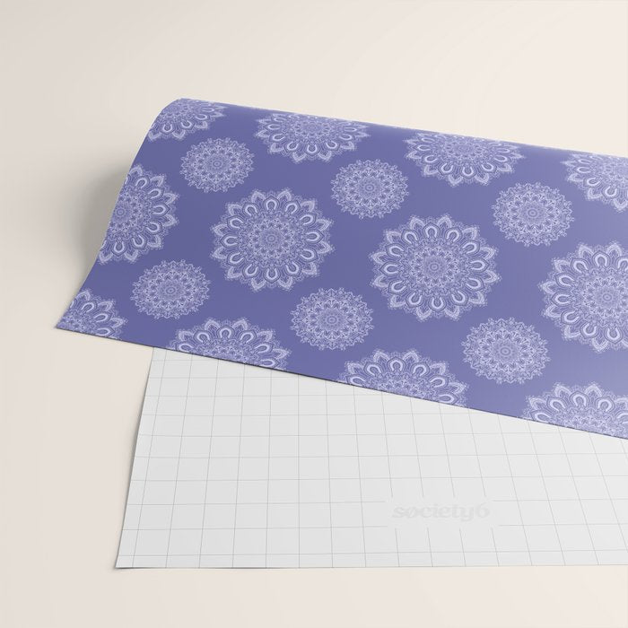 Elegant Periwinkle Purple Blue Boho Mandala Wrapping Paper Gallery Image 2