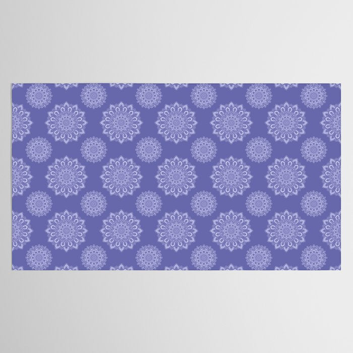 Elegant Periwinkle Purple Blue Boho Mandala Tablecloth Gallery Image 2